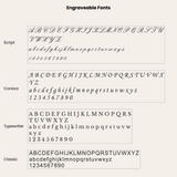 A list of engrave able fonts to choose from  for the locket. 
